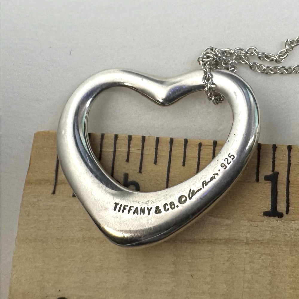 Tiffany & Co LARGE Elsa Peretti Open Heart 925 16in chain Pendant Rare Boxed Set - Picture 7 of 9